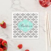 Gray Aqua Elegant Pattern Monogram Servet (Insitu)