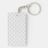 Gray Aqua Elegant Pattern Monogram Sleutelhanger (achterkant)