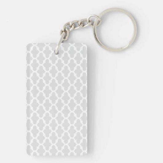 Gray Aqua Elegant Pattern Monogram Sleutelhanger (achterkant)