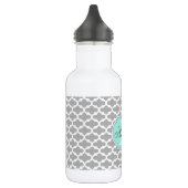 Gray Aqua Elegant Pattern Monogram Waterfles (Links)