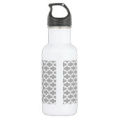 Gray Aqua Elegant Pattern Monogram Waterfles (Achterkant)