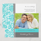 Gray Aqua Foto Wedding Vow Renewal Uitnodiging (Voorkant / Achterkant)