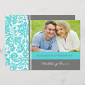 Gray Aqua Foto Wedding Vow Renewal Uitnodiging (Voorkant / Achterkant)