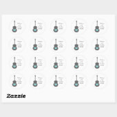 Gray/Aqua Guitar Heart Wedding Stickers (Vel)