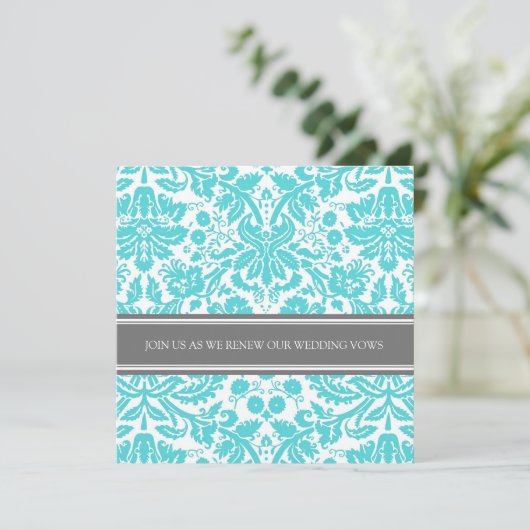Gray Aqua Wedding Vow Renewal Uitnodiging (Staand voorkant)