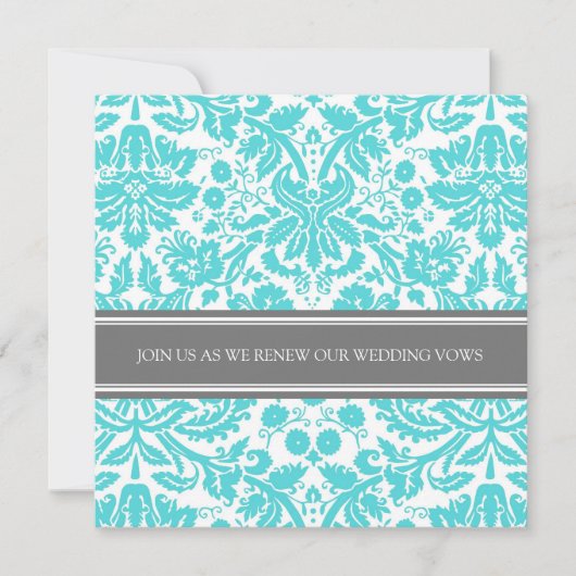 Gray Aqua Wedding Vow Renewal Uitnodiging (Voorkant)