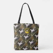 Gray Arab Stallion Galloping met Honden Monogram Tote Bag (Achterkant)