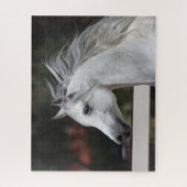 Gray Arab Stallion headshot Mane die stroomt Legpuzzel (Verticaal)