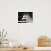 Gray Arab Stallion headshot Mane die stroomt Poster (Keuken)