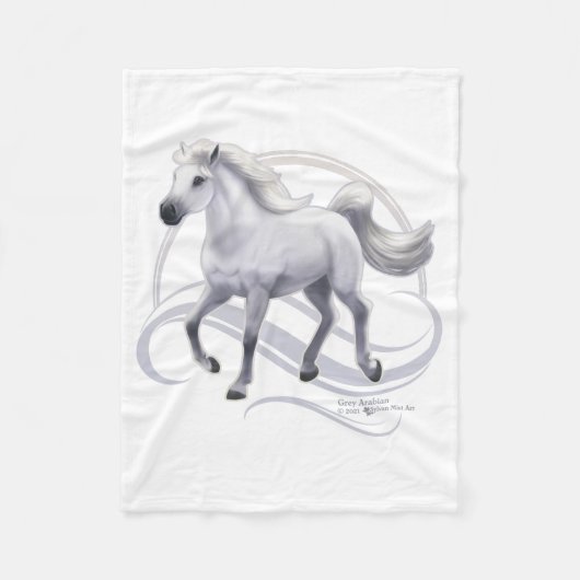 Gray Arabian Horse Fleece Deken (Voorkant)