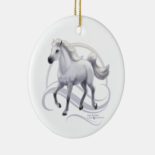 Gray Arabian Horse Keramisch Ornament (Rechts)