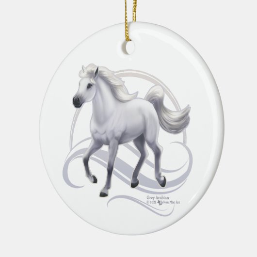 Gray Arabian Horse Keramisch Ornament (Links)