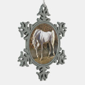Gray Arabian Stallion kerst Tin Sneeuwvlok Ornament (Links)