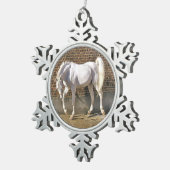 Gray Arabian Stallion kerst Tin Sneeuwvlok Ornament (Rechts)