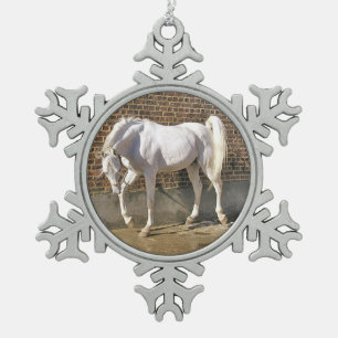 Gray Arabian Stallion kerst Tin Sneeuwvlok Ornament