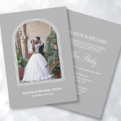 Gray Arch Custom Photo Weddenschap Reception Kaart