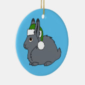 Gray Arctic Hare met kerstgroene kerstkerstkerstke Keramisch Ornament (Rechts)