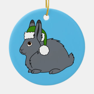 Gray Arctic Hare met kerstgroene kerstkerstkerstke Keramisch Ornament
