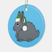 Gray Arctic Hare met kerstgroene kerstkerstkerstke Keramisch Ornament (Links)
