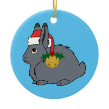 Gray Arctic Hare met Santa Hat en Gold Bell