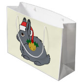 Gray Arctic Hare met Santa Hat en Gold Bell Large Cadeautasje (Achterkant Gekanteld)