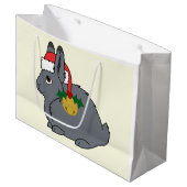 Gray Arctic Hare met Santa Hat en Gold Bell Large Cadeautasje (Voorkant Gekanteld)