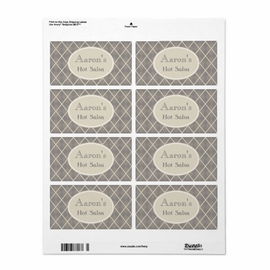 Gray Argyle Kitchen Labels (Full Sheet)