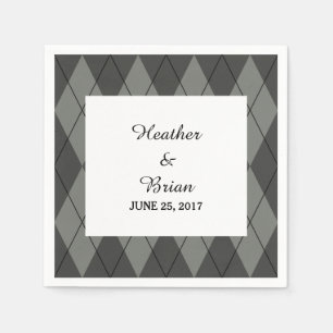 Gray Argyle Paper Napkins Servetten