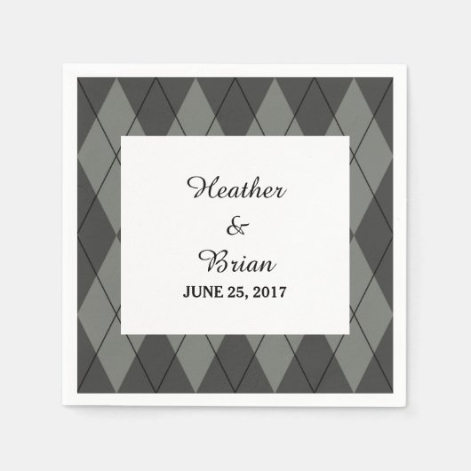 Gray Argyle Paper Napkins Servetten (Voorkant)