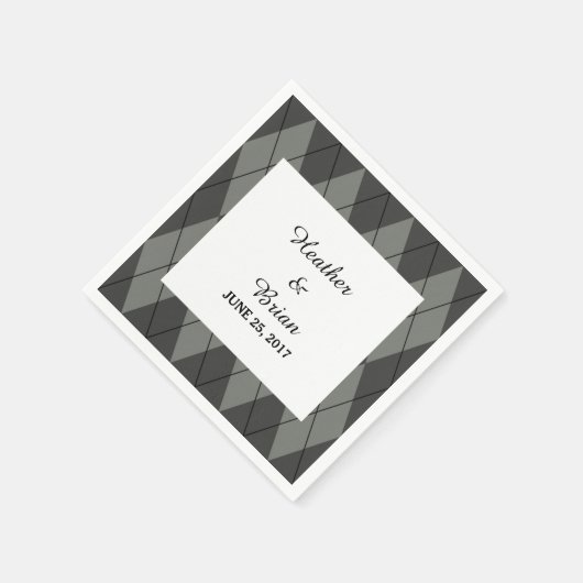 Gray Argyle Paper Napkins Servetten (Hoek)