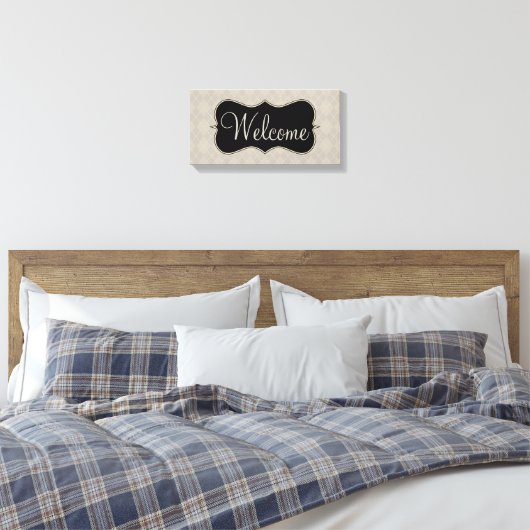 Gray Argyle Welcome Sign Canvas Art (Insitu (Slaapkamer))