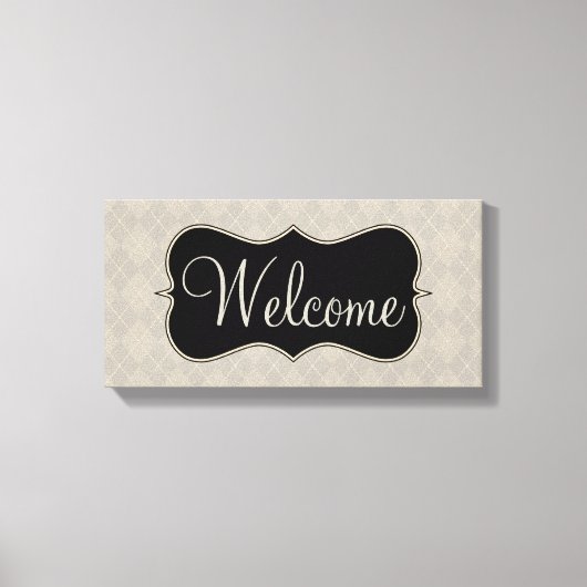 Gray Argyle Welcome Sign Canvas Art Afdruk (Voorkant)