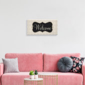 Gray Argyle Welcome Sign Canvas Art Afdruk (Insitu (Woonkamer))