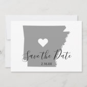 Gray Arkansas Map Shape Save The Date (Voorkant)