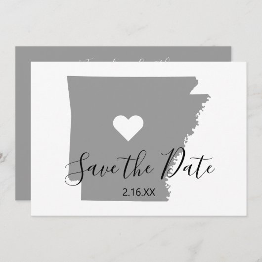 Gray Arkansas Map Shape Save The Date (Voorkant / Achterkant)
