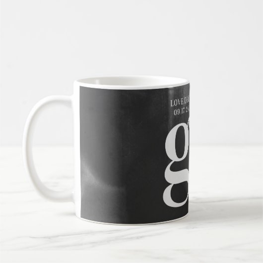 Gray Art Big Monogram Modern Bold Koffiemok (Links)