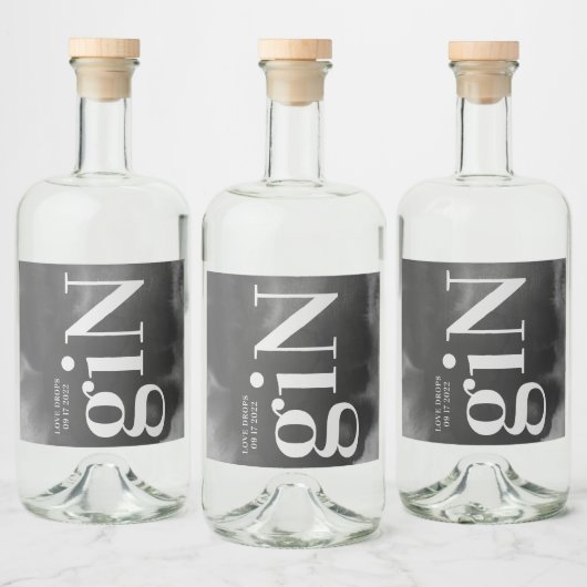 Gray Art Big Monogram Modern Bold Simple Wedding Likeurfles Etiket (Flessen)