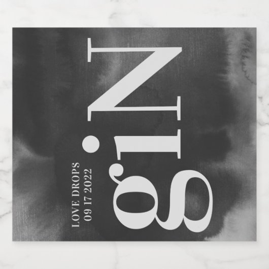 Gray Art Big Monogram Modern Bold Simple Wedding Likeurfles Etiket (Enkel label)