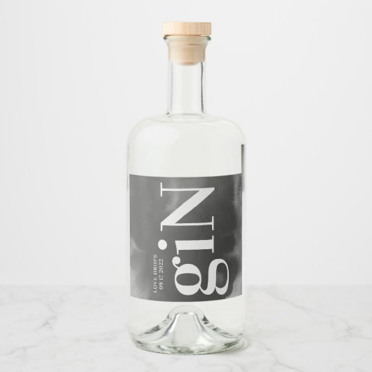 Gray Art Big Monogram Modern Bold Simple Wedding Likeurfles Etiket (Voorkant)