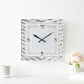 Gray Art Deco Vierkante Klok (Huis)