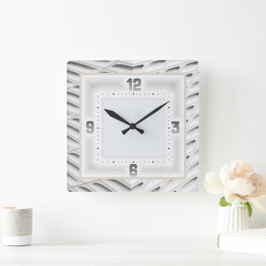 Gray Art Deco Vierkante Klok (Huis)