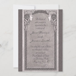 Gray Art Nouveau Wedding Kaart