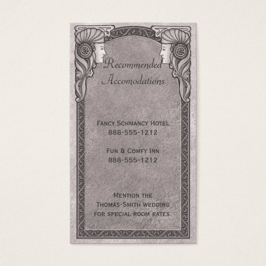 Gray Art Nouveau Wedding Visitekaartjes (Voorkant)