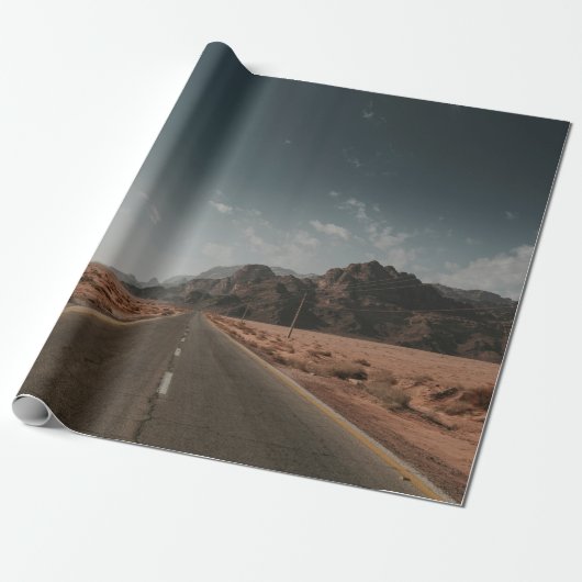 GRAY ASPHALT ROAD CADEAUPAPIER (Uitgerold)