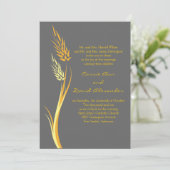 Gray Autumn Wheat Wedding Invitation Kaart (Staand voorkant)