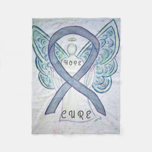 Gray Awareness Ribbon Angel Brain Cancer Blankets Fleece Deken (Voorkant)