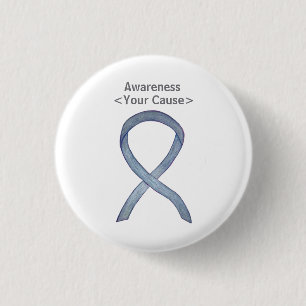 Gray Awareness Ribbon Custom Messs Button Pin