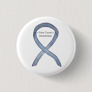 Gray Awareness Ribbon Custom Messs Button Pin