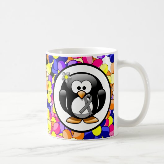 Gray Awareness Ribbon Penguin Koffiemok (Rechts)