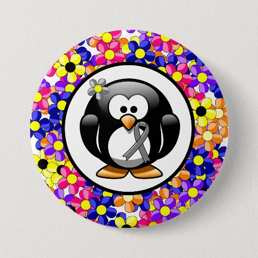 Gray Awareness Ribbon Penguin Ronde Button 7,6 Cm (Voorkant)
